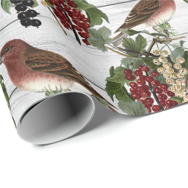 Beautiful vintage Christmas bird pattern Wrapping Paper (Roll Corner)