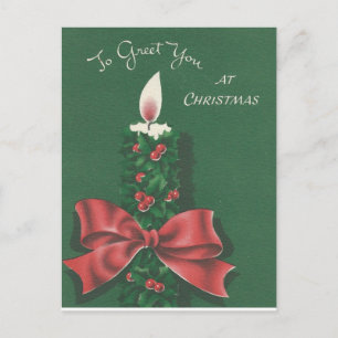 Beautiful Vintage Christmas Candle Holiday Postcard