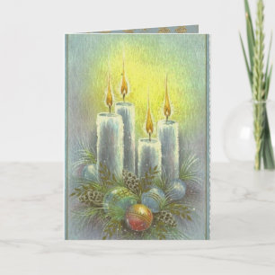 Beautiful Vintage Christmas Candles Ornaments Card