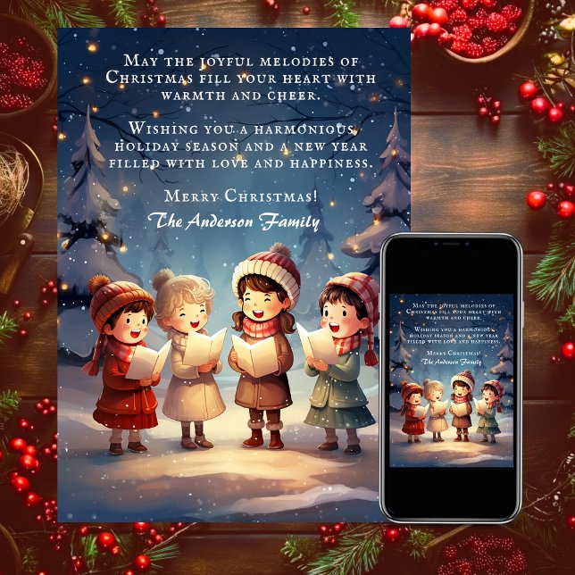 Beautiful Vintage Christmas Carolers Winter Night Holiday Card (Creator Uploaded)