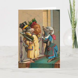 Beautiful Vintage Christmas Mice Mouse Card
