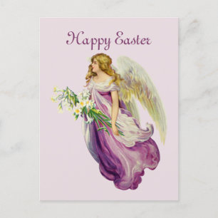 Beautiful vintage Easter Angel Holiday Postcard