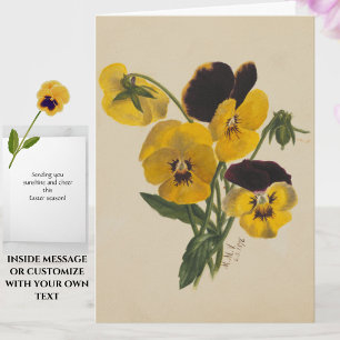 Beautiful Vintage Easter Yellow Pansies Card