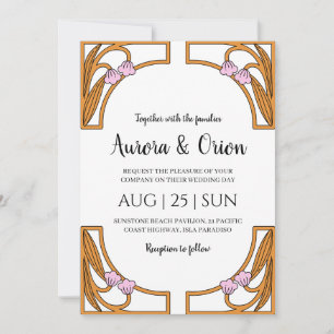 beautiful vintage floral art nouveau wedding invitation