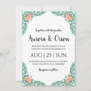 beautiful vintage floral art nouveau wedding invitation