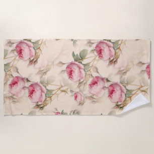 Beautiful Vintage Floral Beach Towel