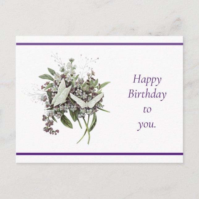 Beautiful Vintage Floral Birthday Postcard (Front)