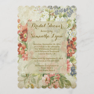 Beautiful Vintage Floral Bridal Shower Invitation