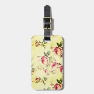 Beautiful Vintage Floral Luggage Tag