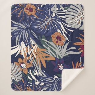 Beautiful vintage Floral pattern in the many kind Sherpa Blanket