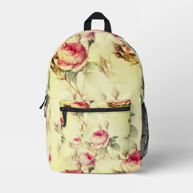 Beautiful Vintage Floral Printed Backpack (Front)