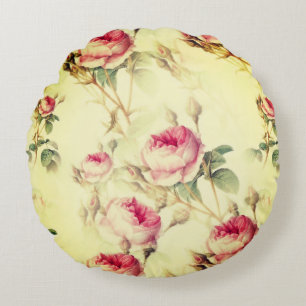 Beautiful Vintage Floral Round Cushion