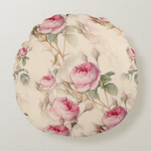 Beautiful Vintage Floral Round Cushion