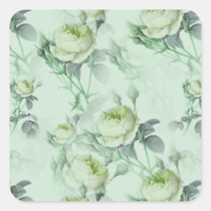 Beautiful Vintage Floral Square Sticker