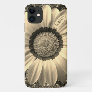 Beautiful vintage flower on background Monogram iPhone 11 Case