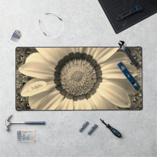 Beautiful vintage flower on background Monogram  Desk Mat