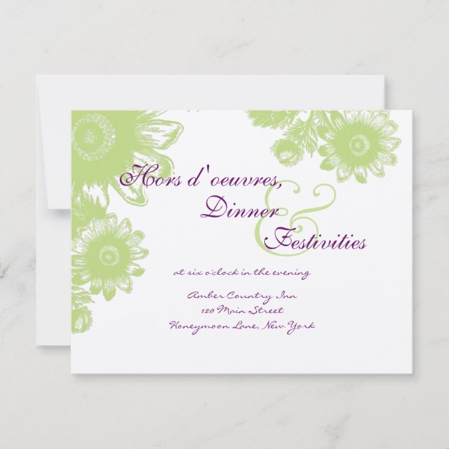 Beautiful Vintage Flower Wedding Reception Cards (Front)