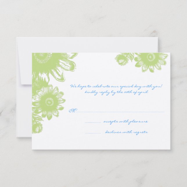 Beautiful Vintage Flower Wedding RSVP Card (Front)