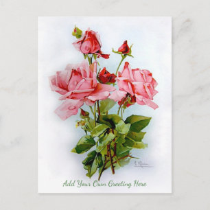 Beautiful Vintage Flowers Add Your Own Greeting Postcard