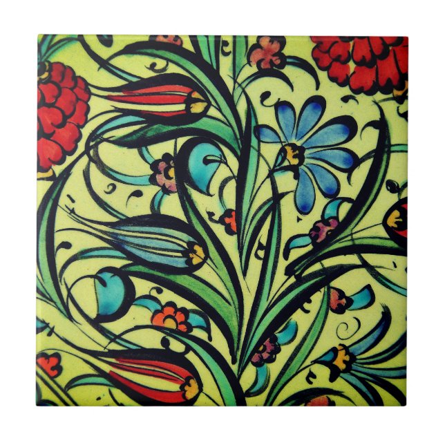 Beautiful vintage flowers ceramic tile (Front)