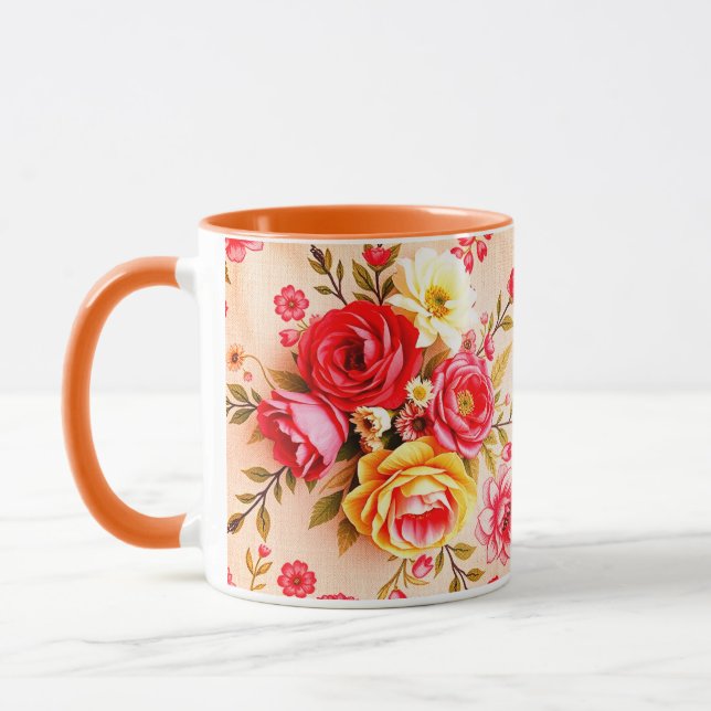 Beautiful vintage Flowers Mug (Left)