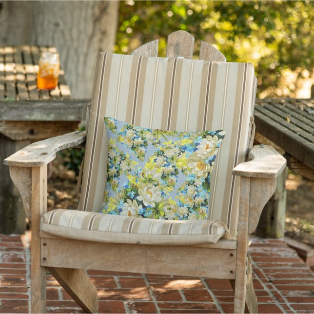 Beautiful vintage flowers outdoor pillow (Chair)