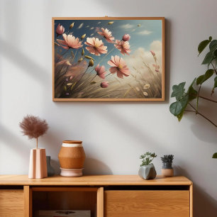Beautiful Vintage Flowers Painting Elegance Poster