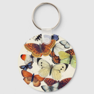 Beautiful Vintage Garden Butterflies Key Ring