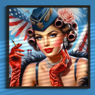 Beautiful Vintage Girl Portrait Poster