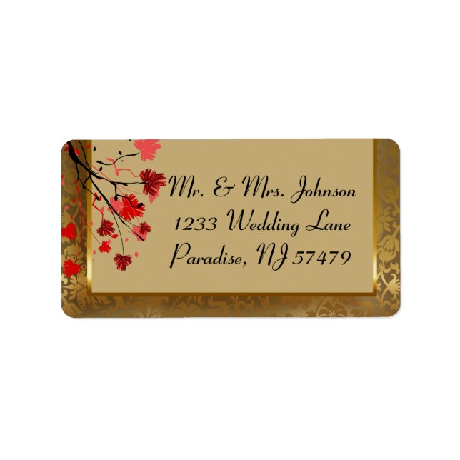 Beautiful Vintage Gold Damask & Art Deco Label (Front)