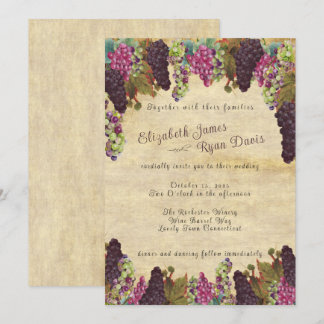 Beautiful Vintage Grape Vines Rustic Wedding Invitation