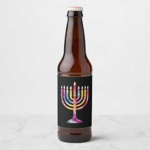 Beautiful Vintage Hanukkah Menorah Happy Hanukkah Beer Bottle Label