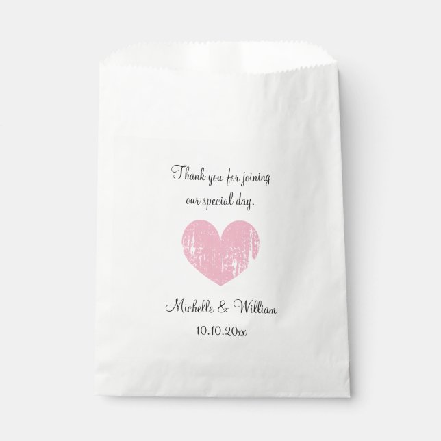 Beautiful vintage heart wedding party favour bags (Front)