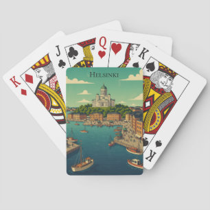 Beautiful Vintage Helsinki Finland Cityscape Playing Cards