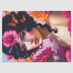 Beautiful Vintage Lady In Red Decoupage Tissue Paper