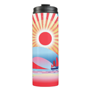 Beautiful Vintage landscape with palm trees and se Thermal Tumbler