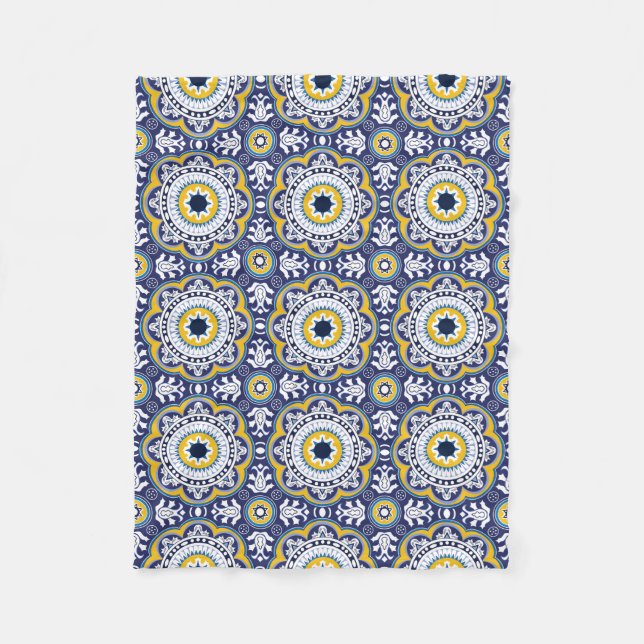💙💛Beautiful Vintage Mediterranean Azulejos Fleece Blanket (Front)