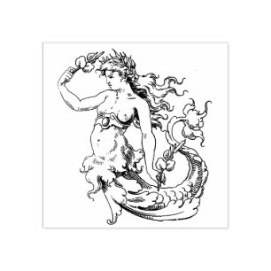 Beautiful Vintage  Mermaid Rubber Stamp