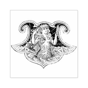 Beautiful Vintage  Mermaid Rubber Stamp