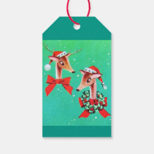 Beautiful Vintage Mid Century Mod Reindeer Gift Tags