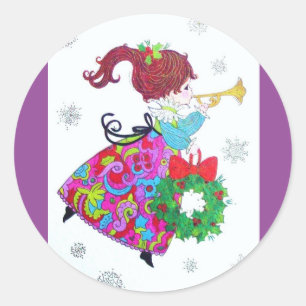 Beautiful Vintage Mid Century Mod Retro Angel Classic Round Sticker