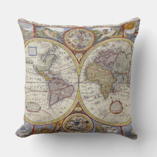 Beautiful Vintage old world Maps Antique maps Cushion