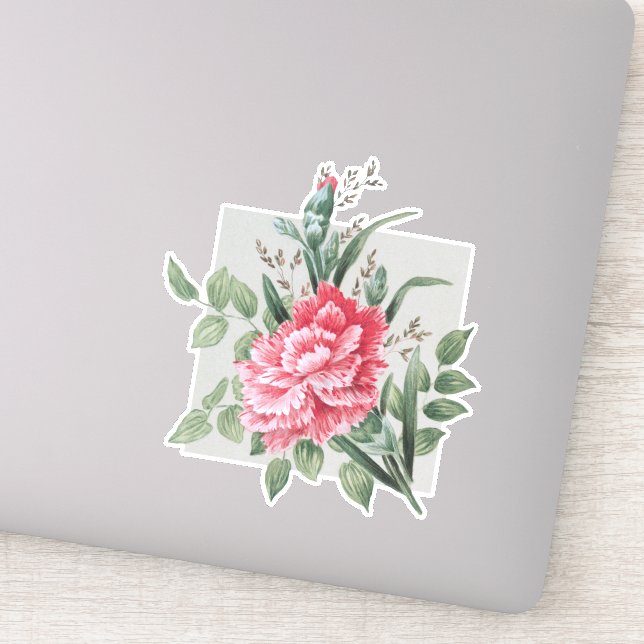 Beautiful Vintage Pink Carnation | Silver BG (Detail)