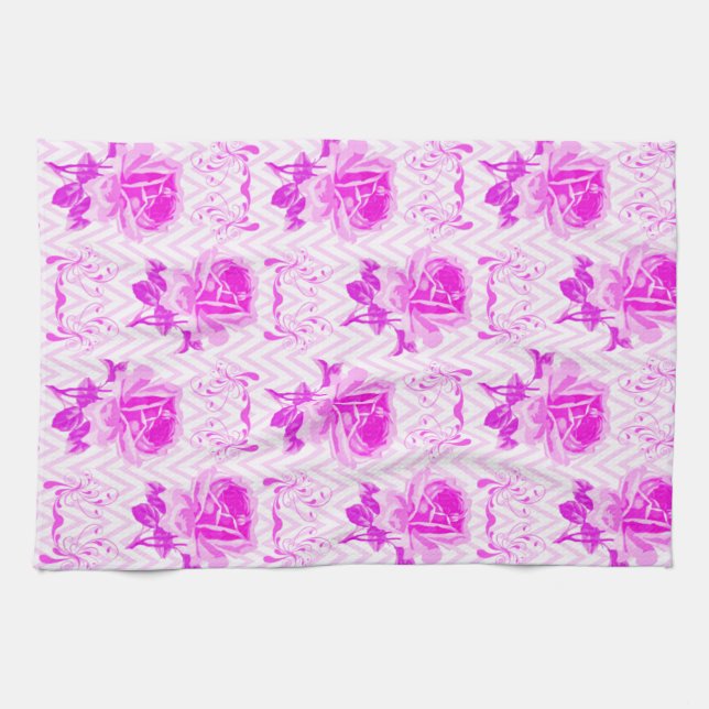 Beautiful Vintage Purple Floral Tea Towel (Horizontal)