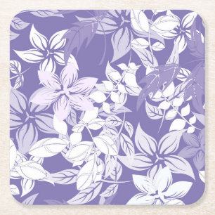 Beautiful Vintage Purple Pastel Floral Pattern Square Paper Coaster