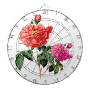 beautiful vintage red and pink rose flowers dartboard