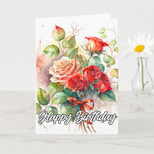 Beautiful Vintage Red Roses Card