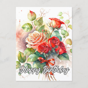 Beautiful Vintage Red Roses Postcard