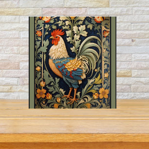 Beautiful Vintage Rooster William Morris Inspired  Ceramic Tile
