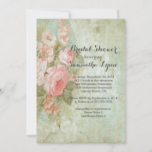 Beautiful Vintage Rose Bridal Shower Invitation